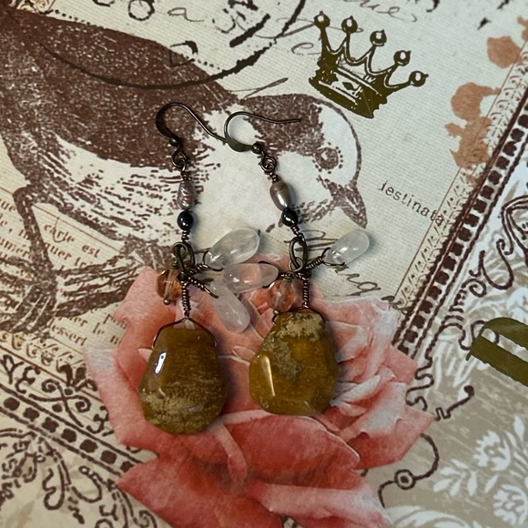 Hand Crafted Earthy Stone Earrings - Picture 2 of 2